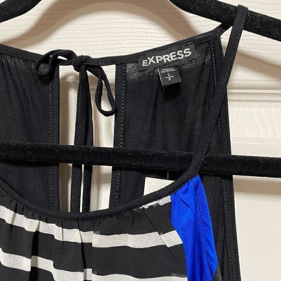 Express Womens Pullover Cami Top Black Color block Stripes Sz S NWT - Picture 3 of 7